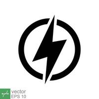 Power icon. Simple solid style. Lightning in circle, electric, flash, battery charge, voltage, thunder, bolt, storm, energy concept. Glyph vector illustration isolated on white background. EPS 10.