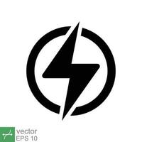 Power icon. Simple solid style. Lightning in circle, electric, flash, battery charge, voltage, thunder, bolt, storm, energy concept. Glyph vector illustration isolated on white background. EPS 10.