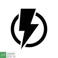 Power icon. Simple solid style. Lightning in circle, electric, flash, battery charge, voltage, thunder, bolt, storm, energy concept. Glyph vector illustration isolated on white background. EPS 10.