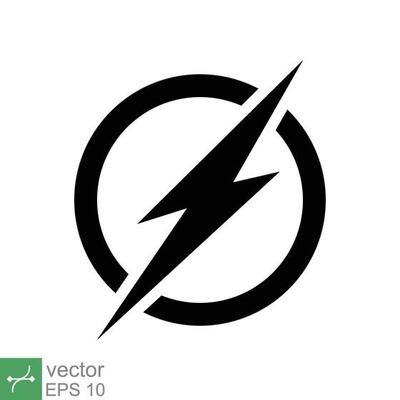 Power icon. Simple solid style. Lightning in circle, electric, flash, battery charge, voltage, thunder, bolt, storm, energy concept. Glyph vector illustration isolated on white background. EPS 10.