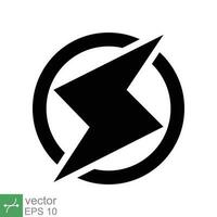 Power icon. Simple solid style. Lightning in circle, electric, flash, battery charge, voltage, thunder, bolt, storm, energy concept. Glyph vector illustration isolated on white background. EPS 10.