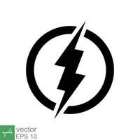 poder icono. sencillo sólido estilo. relámpago en círculo, eléctrico, destello, batería cargar, Voltaje, trueno, tornillo, tormenta, energía concepto. glifo vector ilustración aislado en blanco antecedentes. eps 10