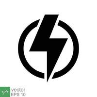 Power icon. Simple solid style. Lightning in circle, electric, flash, battery charge, voltage, thunder, bolt, storm, energy concept. Glyph vector illustration isolated on white background. EPS 10.