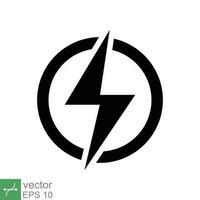 Power icon. Simple solid style. Lightning in circle, electric, flash, battery charge, voltage, thunder, bolt, storm, energy concept. Glyph vector illustration isolated on white background. EPS 10.