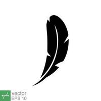 Feather icon. Simple solid style. Soft, bird, quill, weight, light, wing concept. Glyph vector illustration isolated on white background. EPS 10.