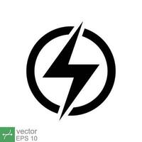 Power icon. Simple solid style. Lightning in circle, electric, flash, battery charge, voltage, thunder, bolt, storm, energy concept. Glyph vector illustration isolated on white background. EPS 10.