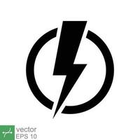 Power icon. Simple solid style. Lightning in circle, electric, flash, battery charge, voltage, thunder, bolt, storm, energy concept. Glyph vector illustration isolated on white background. EPS 10.