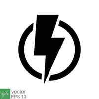 poder icono. sencillo sólido estilo. relámpago en círculo, eléctrico, destello, batería cargar, Voltaje, trueno, tornillo, tormenta, energía concepto. glifo vector ilustración aislado en blanco antecedentes. eps 10