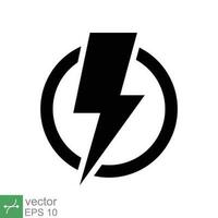 Power icon. Simple solid style. Lightning in circle, electric, flash, battery charge, voltage, thunder, bolt, storm, energy concept. Glyph vector illustration isolated on white background. EPS 10.