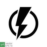 Power icon. Simple solid style. Lightning in circle, electric, flash, battery charge, voltage, thunder, bolt, storm, energy concept. Glyph vector illustration isolated on white background. EPS 10.