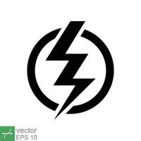 Power icon. Simple solid style. Lightning in circle, electric, flash, battery charge, voltage, thunder, bolt, storm, energy concept. Glyph vector illustration isolated on white background. EPS 10.