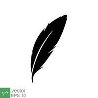 pluma icono. sencillo sólido estilo. suave, pájaro, pluma, peso, luz, ala concepto. glifo vector ilustración aislado en blanco antecedentes. eps 10