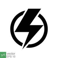 poder icono. sencillo sólido estilo. relámpago en círculo, eléctrico, destello, batería cargar, Voltaje, trueno, tornillo, tormenta, energía concepto. glifo vector ilustración aislado en blanco antecedentes. eps 10