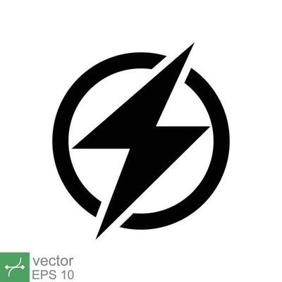 Power icon. Simple solid style. Lightning in circle, electric, flash, battery charge, voltage, thunder, bolt, storm, energy concept. Glyph vector illustration isolated on white background. EPS 10.