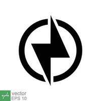 Power icon. Simple solid style. Lightning in circle, electric, flash, battery charge, voltage, thunder, bolt, storm, energy concept. Glyph vector illustration isolated on white background. EPS 10.