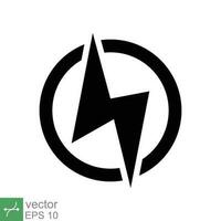 Power icon. Simple solid style. Lightning in circle, electric, flash, battery charge, voltage, thunder, bolt, storm, energy concept. Glyph vector illustration isolated on white background. EPS 10.