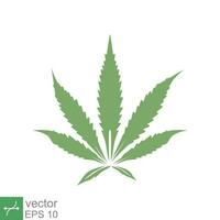 Cannabis, marijuana leaf icon. Simple solid style. Hemp, plat, weed, nature, floral, herb, medical concept. Glyph vector illustration isolated on white background. EPS 10.