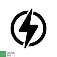 poder icono. sencillo sólido estilo. relámpago en círculo, eléctrico, destello, batería cargar, Voltaje, trueno, tornillo, tormenta, energía concepto. glifo vector ilustración aislado en blanco antecedentes. eps 10