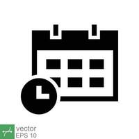 calendario icono. sencillo sólido estilo. reloj, tiempo, día, semana, año, reunión cita, cronograma, plan, día festivo, negocio concepto. glifo vector ilustración aislado en blanco antecedentes. eps 10