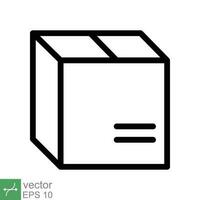 Box icon. Simple outline style. Package, parcel, post, collection, storage, packaging, cargo, carton, cardboard, delivery concept. Thin line vector illustration isolated on white background. EPS 10.