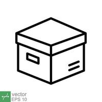 caja icono. sencillo contorno estilo. paquete, parcela, correo, recopilación, almacenamiento, embalaje, carga, caja de cartón, cartulina, entrega concepto. Delgado línea vector ilustración aislado en blanco antecedentes. eps 10