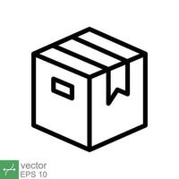 Box icon. Simple outline style. Package, parcel, post, collection, storage, packaging, cargo, carton, cardboard, delivery concept. Thin line vector illustration isolated on white background. EPS 10.