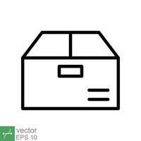 Box icon. Simple outline style. Package, parcel, post, collection, storage, packaging, cargo, carton, cardboard, delivery concept. Thin line vector illustration isolated on white background. EPS 10.