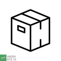 Box icon. Simple outline style. Package, parcel, post, collection, storage, packaging, cargo, carton, cardboard, delivery concept. Thin line vector illustration isolated on white background. EPS 10.