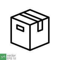 Box icon. Simple outline style. Package, parcel, post, collection, storage, packaging, cargo, carton, cardboard, delivery concept. Thin line vector illustration isolated on white background. EPS 10.