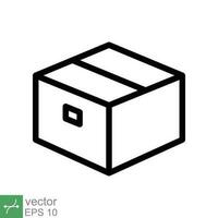 Box icon. Simple outline style. Package, parcel, post, collection, storage, packaging, cargo, carton, cardboard, delivery concept. Thin line vector illustration isolated on white background. EPS 10.