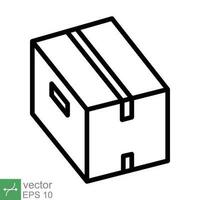 Box icon. Simple outline style. Package, parcel, post, collection, storage, packaging, cargo, carton, cardboard, delivery concept. Thin line vector illustration isolated on white background. EPS 10.