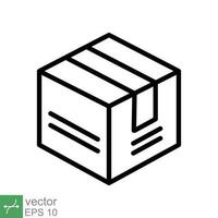 caja icono. sencillo contorno estilo. paquete, parcela, correo, recopilación, almacenamiento, embalaje, carga, caja de cartón, cartulina, entrega concepto. Delgado línea vector ilustración aislado en blanco antecedentes. eps 10