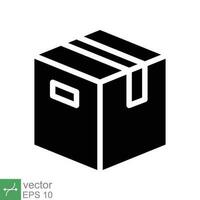 Box icon. Simple solid style. Package, parcel, post, collection, storage, packaging, cargo, carton, cardboard, delivery concept. Glyph vector illustration isolated on white background. EPS 10.