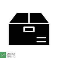 Box icon. Simple solid style. Package, parcel, post, collection, storage, packaging, cargo, carton, cardboard, delivery concept. Glyph vector illustration isolated on white background. EPS 10.