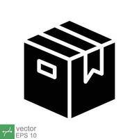 Box icon. Simple solid style. Package, parcel, post, collection, storage, packaging, cargo, carton, cardboard, delivery concept. Glyph vector illustration isolated on white background. EPS 10.