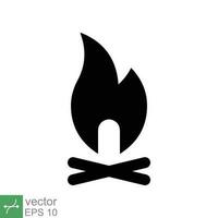 Bonfire icon. Simple solid style. Fire, campfire, camp, bon, flame, nature concept. Glyph vector illustration isolated on white background. EPS 10.