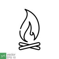 Bonfire icon. Simple outline style. Fire, campfire, camp, bon, flame, nature concept. Thin line vector illustration isolated on white background. EPS 10.