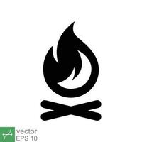 Bonfire icon. Simple solid style. Fire, campfire, camp, bon, flame, nature concept. Glyph vector illustration isolated on white background. EPS 10.