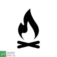 Bonfire icon. Simple solid style. Fire, campfire, camp, bon, flame, nature concept. Glyph vector illustration isolated on white background. EPS 10.