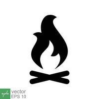 Bonfire icon. Simple solid style. Fire, campfire, camp, bon, flame, nature concept. Glyph vector illustration isolated on white background. EPS 10.