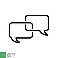 Bubble speech icon. Simple outline style. Communicate, cloud, ballon, bubble, conversation, dialogue, communication concept. Line vector illustration isolated on white background. EPS 10.