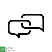 Bubble speech icon. Simple outline style. Communicate, cloud, ballon, bubble, conversation, dialogue, communication concept. Line vector illustration isolated on white background. EPS 10.