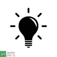 Lamp icon. Simple solid style. Bulb, light, idea, lightbulb, intelligent, think, creative concept. Glyph vector illustration flat symbol isolated on white background. EPS 10.