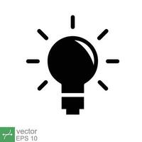 Lamp icon. Simple solid style. Bulb, light, idea, lightbulb, intelligent, think, creative concept. Glyph vector illustration flat symbol isolated on white background. EPS 10.