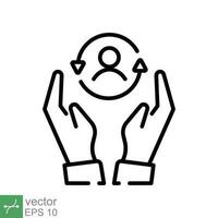 Care customer icon. Simple outline style. Total inclusive service, support, costumer service center concept. Thin line vector illustration isolated on white background. EPS 10.