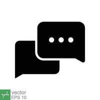 Chat icon. Simple solid style. Speech bubble, conversation, dialog, forum, discussion, message, help, chatting concept. Glyph vector illustration isolated on white background. EPS 10.