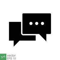 Chat icon. Simple solid style. Speech bubble, conversation, dialog, forum, discussion, message, help, chatting concept. Glyph vector illustration isolated on white background. EPS 10.