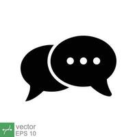 Chat icon. Simple solid style. Speech bubble, conversation, dialog, forum, discussion, message, help, chatting concept. Glyph vector illustration isolated on white background. EPS 10.