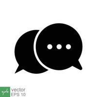 Chat icon. Simple solid style. Speech bubble, conversation, dialog, forum, discussion, message, help, chatting concept. Glyph vector illustration isolated on white background. EPS 10.