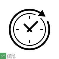 Clock icon. Simple flat style. Time, arrow, wall, business, circle, speed, stopwatch, deadline, alarm counter concept. Vector illustration isolated on white background. EPS 10.